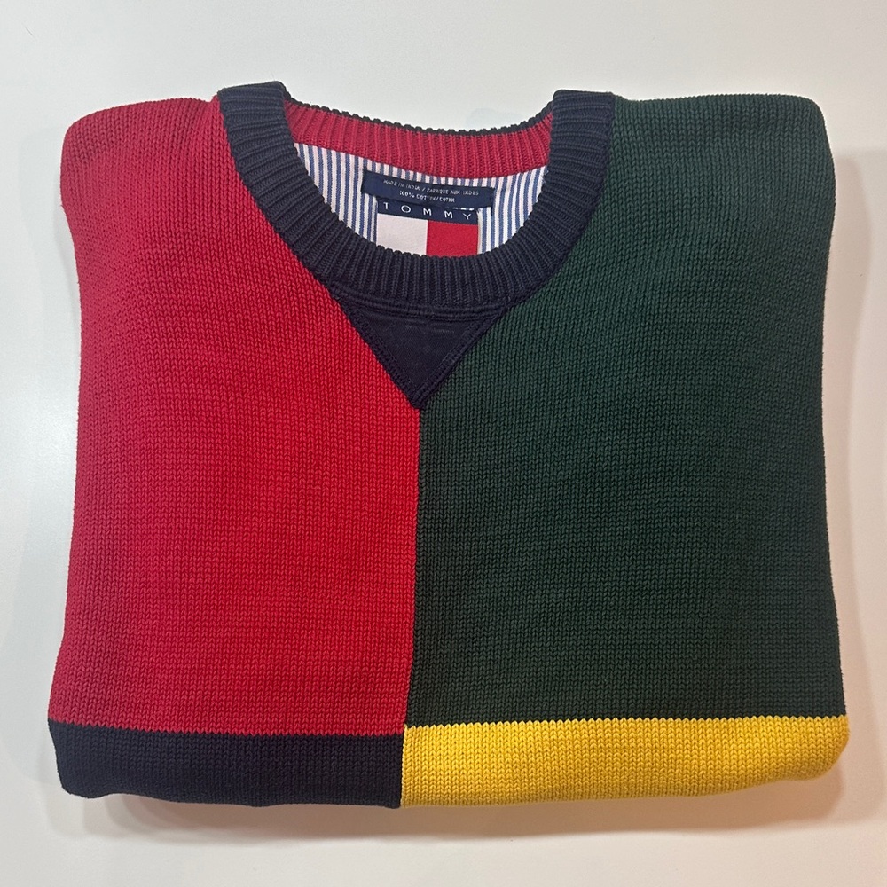 Tommy Hilfiger Unisex Crewneck Sweater - Red, Green, Yellow
